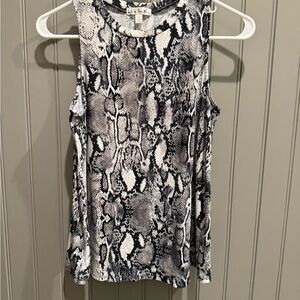 Nine Britton Black and White Snake Print Tank Top